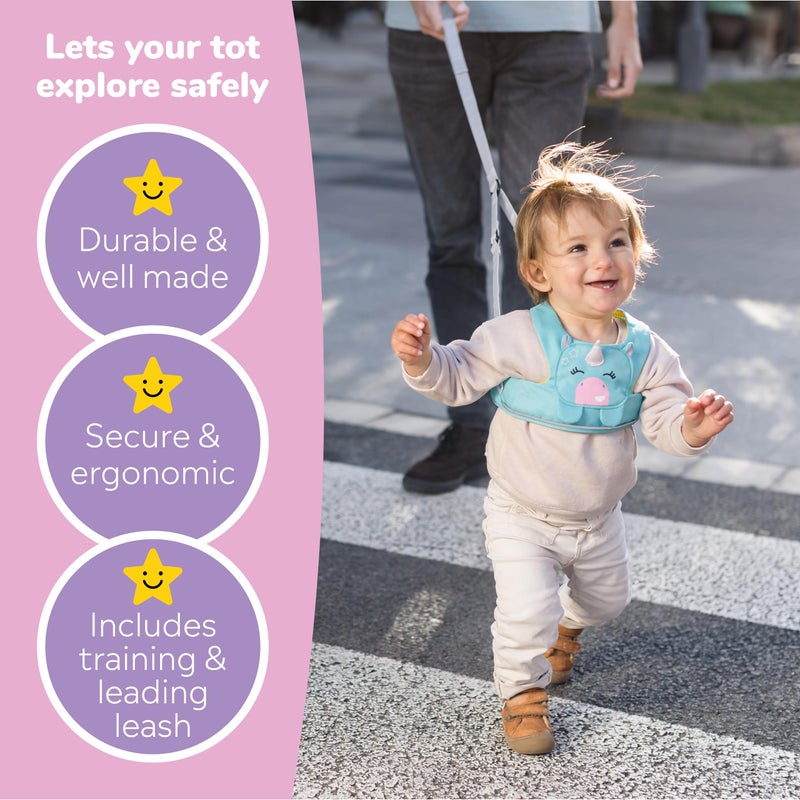 Trunki Toddler Leash - Fuss Free Toddler Walking Reins & Kids Safety Harness | Baby Leash for Kids - Una Unicorn (Turquoise) - Image 3